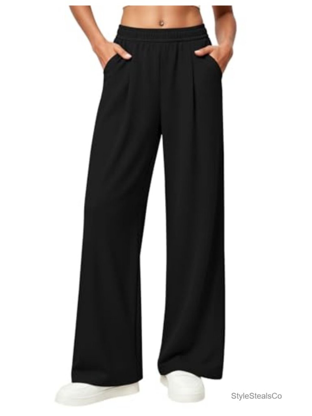Wide Leg Sweatpants with Pockets High Rise Casual Lounge Pants